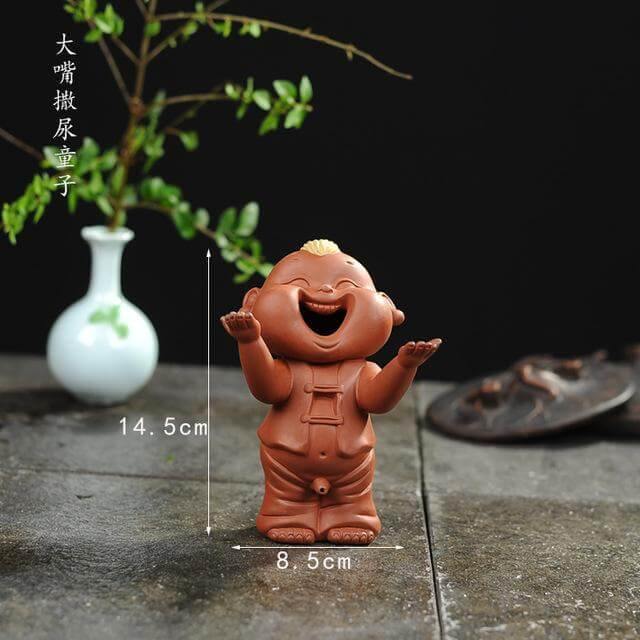 Tea Pet Ornament Handmade Clay Buddha Monk Design