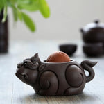 Tea Pet Purple Clay Toad Figurine Japanese Inspired Tea Table Decor