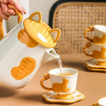 Tea Set Ceramic Cat Design Set of 5