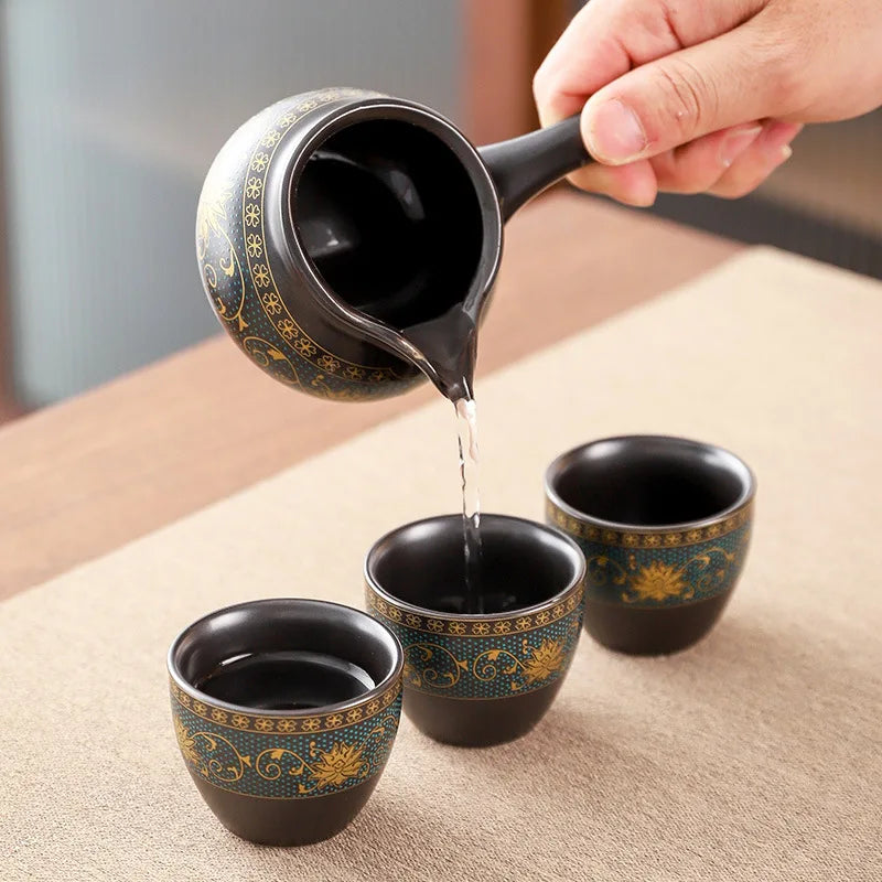 Tea Set Ceramic Kung Fu Style Serves Six