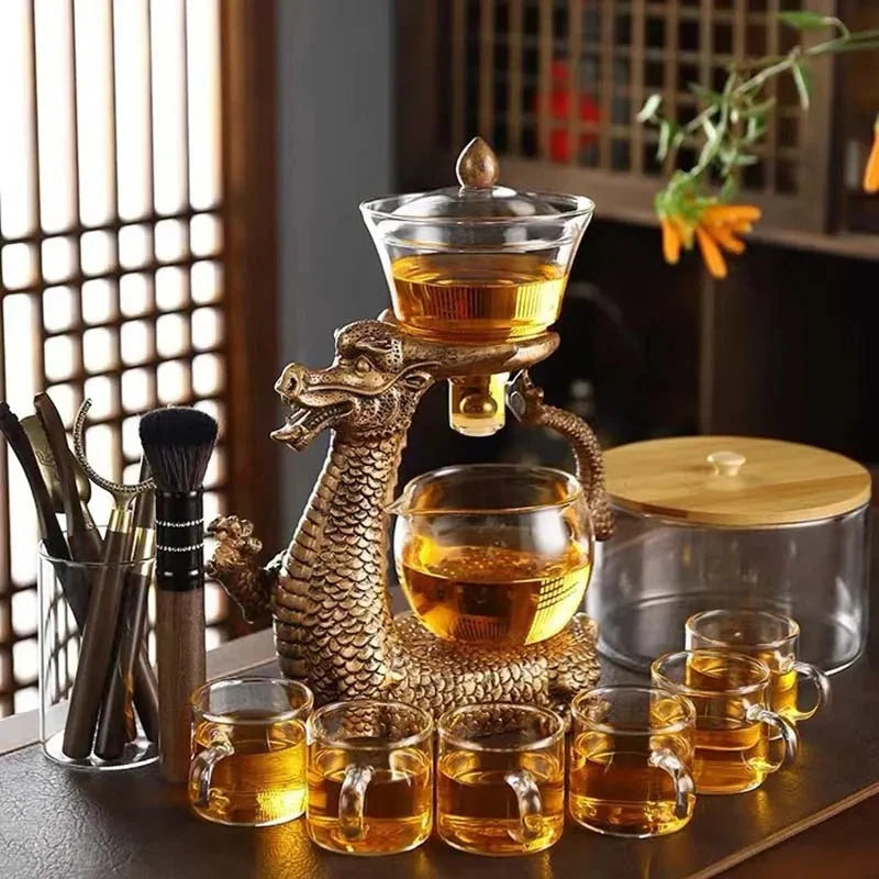 Tea Set Magnetic Levitation Glass Dragon Design