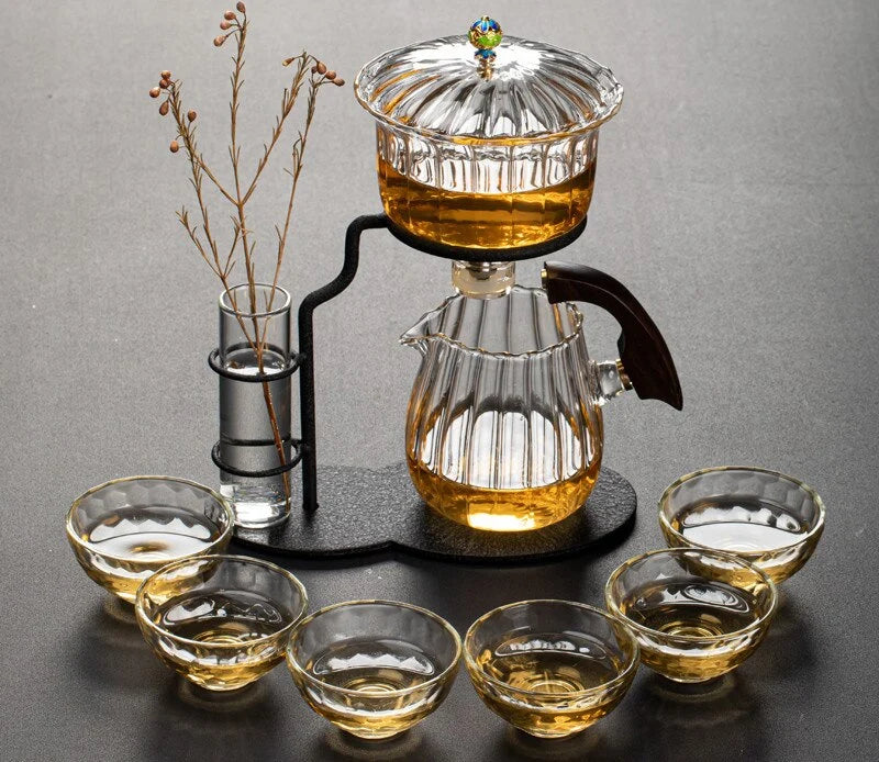 Tea Set Magnetic Semi-Automatic Glass And Metal
