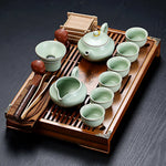 Tea Tray Set Vintage Chinese Ceramic Serves Six