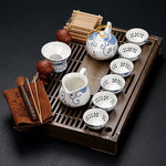 Tea Tray Set Vintage Chinese Ceramic Serves Six