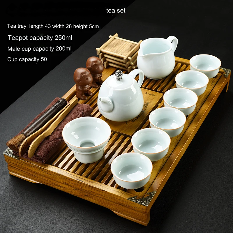 Tea Tray Set Vintage Chinese Ceramic Serves Six