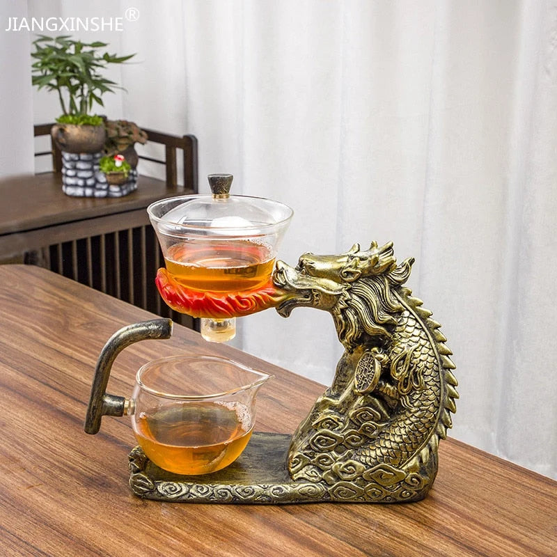 Teapot Glass Loose Leaf Infuser Dragon Design