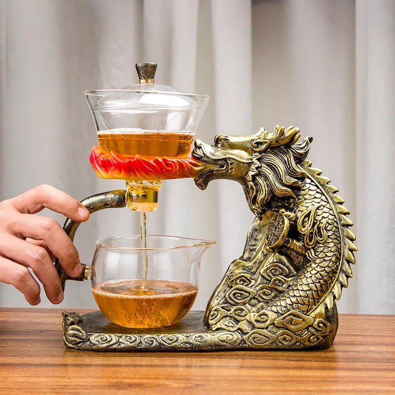 Teapot Glass Loose Leaf Infuser Dragon Design