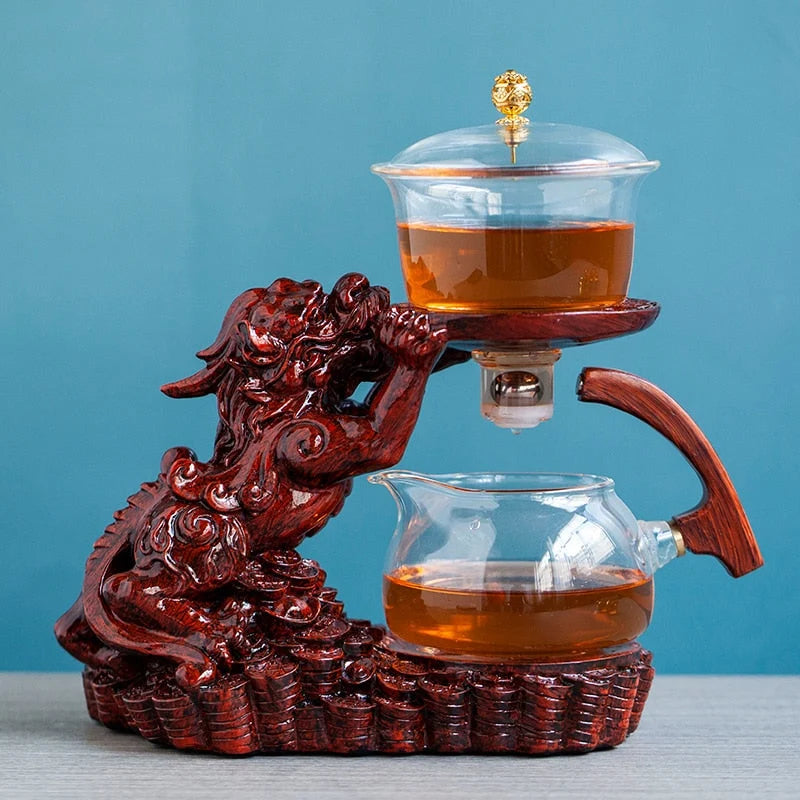 Teapot Glass Loose Leaf Infuser Dragon Design