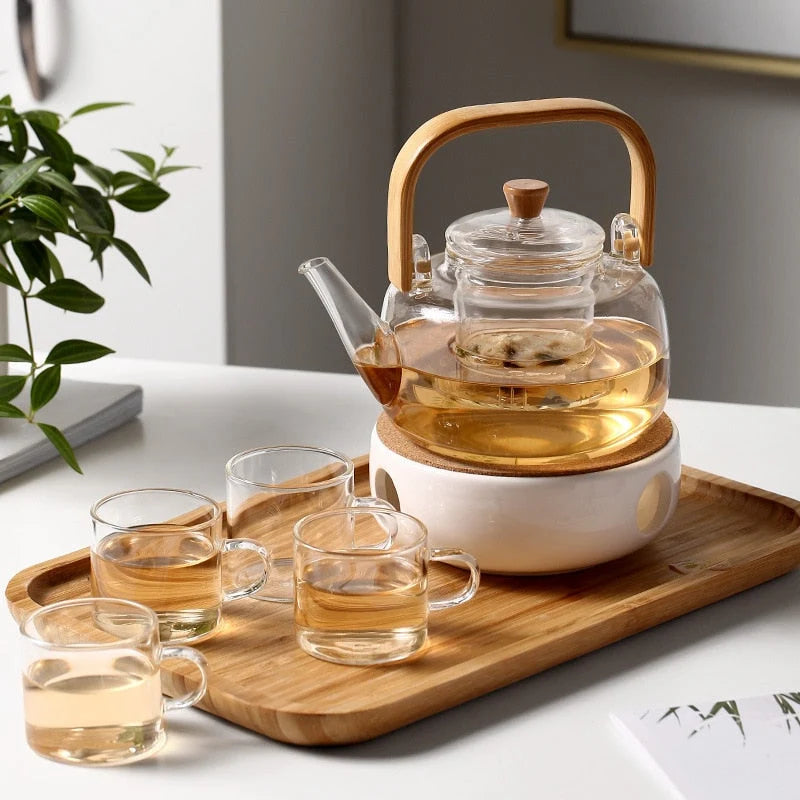 Teapot Heat-Resistant Glass 33.8 Oz Eastern-Inspired Design