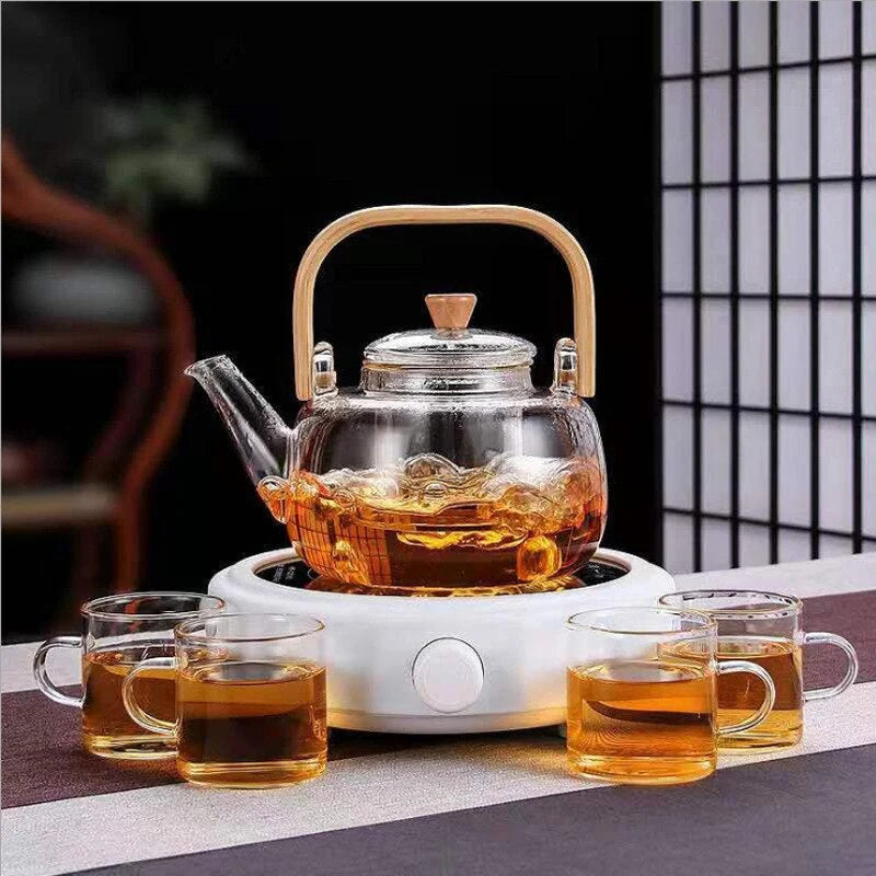 Teapot Heat-Resistant Glass 33.8 Oz Eastern-Inspired Design