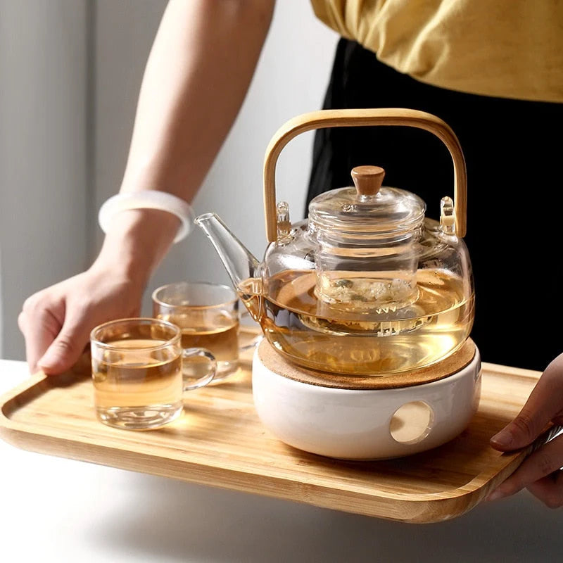 Teapot Heat-Resistant Glass 33.8 Oz Eastern-Inspired Design