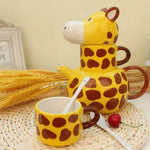 Teapot & Mug Set Ceramic Giraffe Design With Spoon