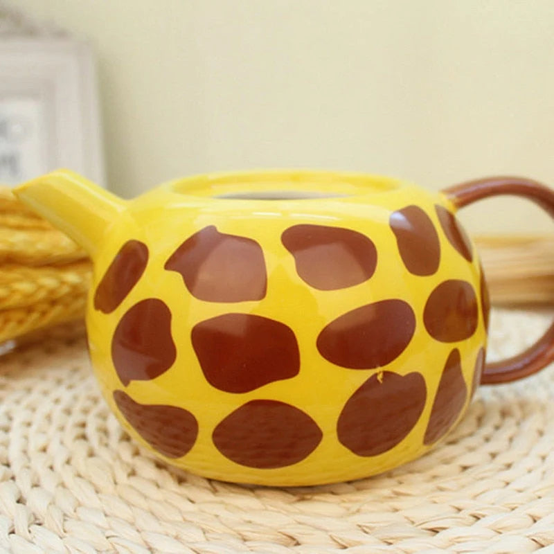 Teapot & Mug Set Ceramic Giraffe Design With Spoon