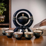 Teapot Set Durable Ceramic Bamboo Tray & Travel Bag