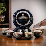 Teapot Set Durable Ceramic Bamboo Tray & Travel Bag