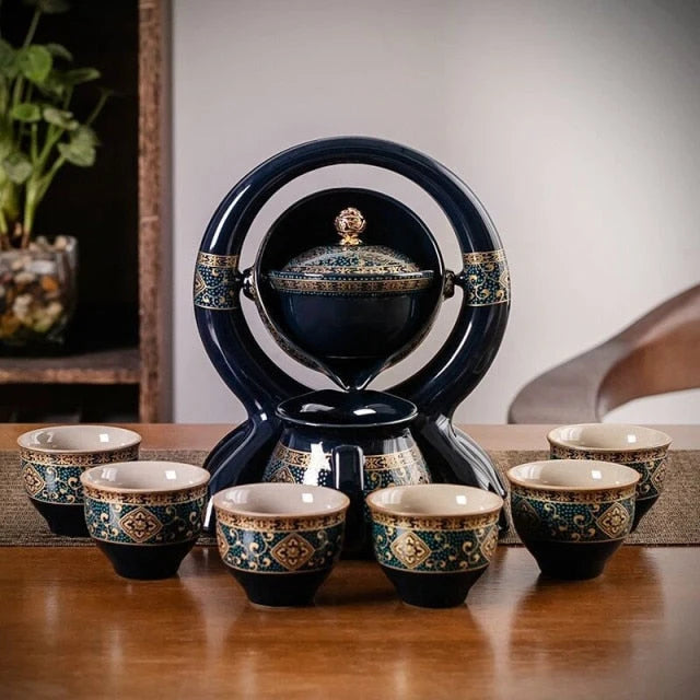 Teapot Set Durable Ceramic Bamboo Tray & Travel Bag