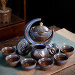 Teapot Set Durable Ceramic Bamboo Tray & Travel Bag