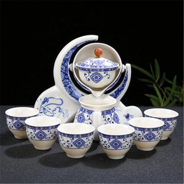 Teapot Set Durable Ceramic Bamboo Tray & Travel Bag