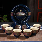 Teapot Set Durable Ceramic Bamboo Tray & Travel Bag