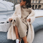 Teddy Coat Faux Fur Below-The-Knee White