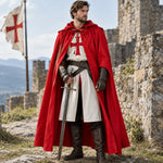 Templar Knight Costume Red Cross Hooded Cloak Included
