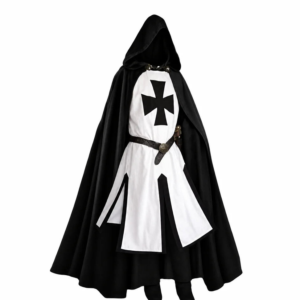 Templar Knight Costume Red Cross Hooded Cloak Included