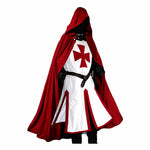 Templar Knight Costume Red Cross Hooded Cloak Included