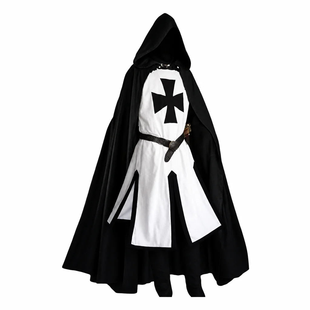 Templar Knight Costume Red Cross Hooded Cloak Included