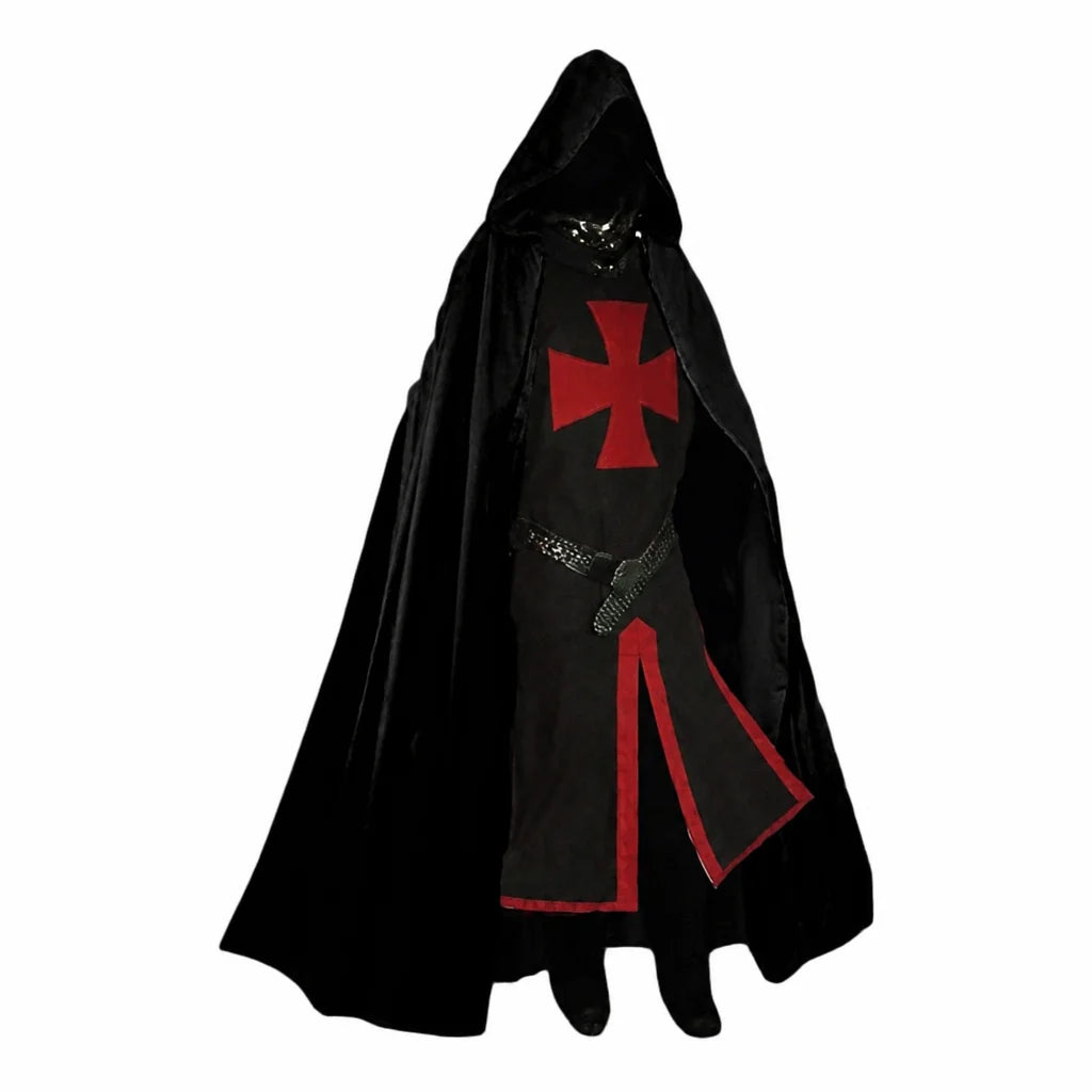 Templar Knight Costume Red Cross Hooded Cloak Included