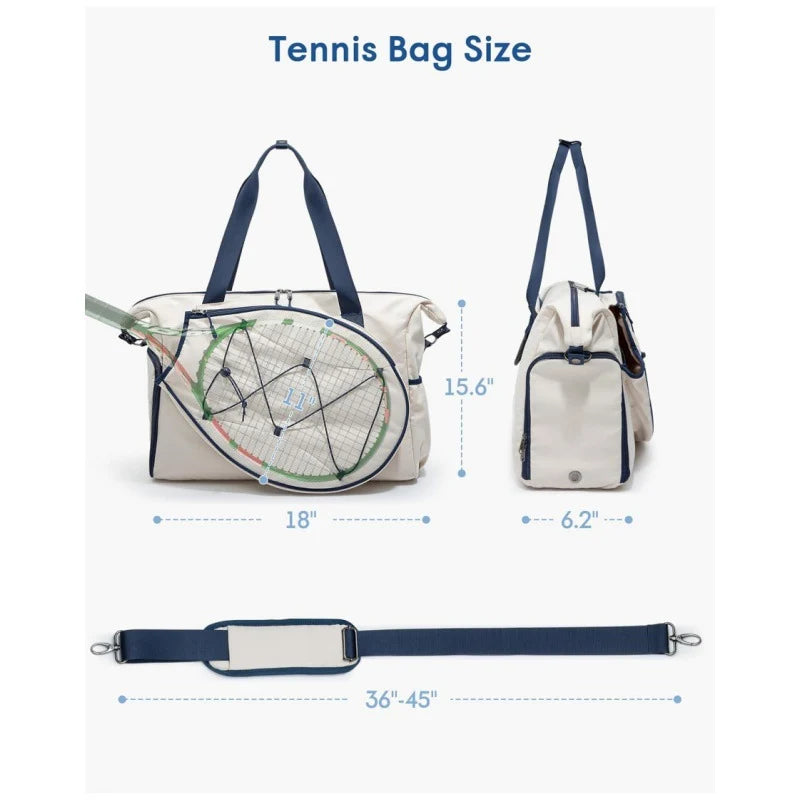 Tennis Bag Weather-Resistant Spacious Detachable Shoulder Strap
