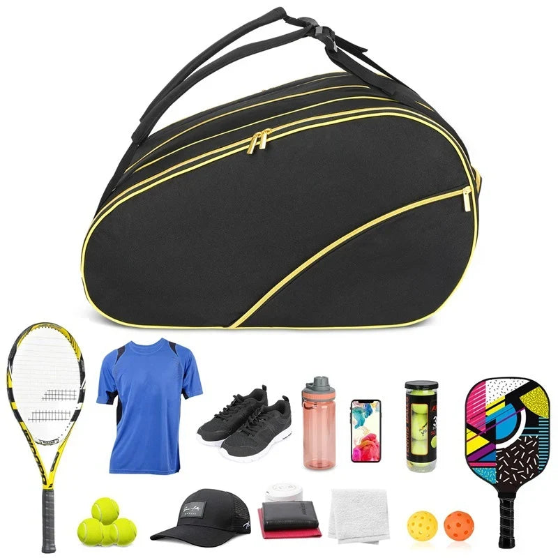 Tennis Racket Bag Holds Multiple Rackets Weather-Resistant Fabric