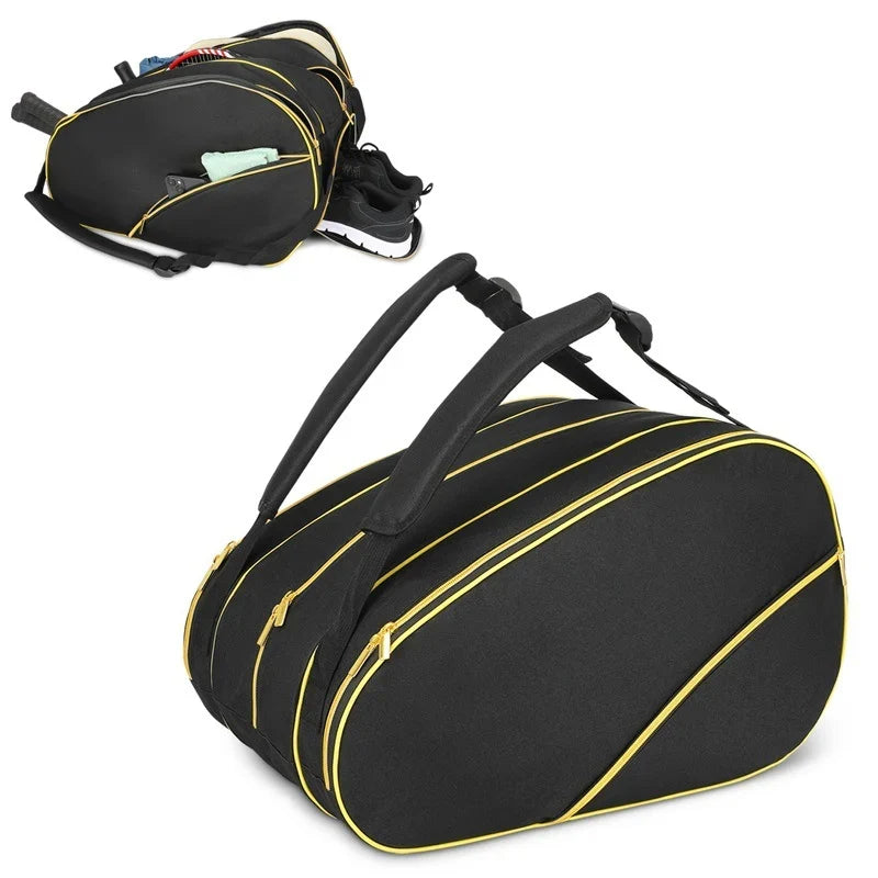 Tennis Racket Bag Holds Multiple Rackets Weather-Resistant Fabric
