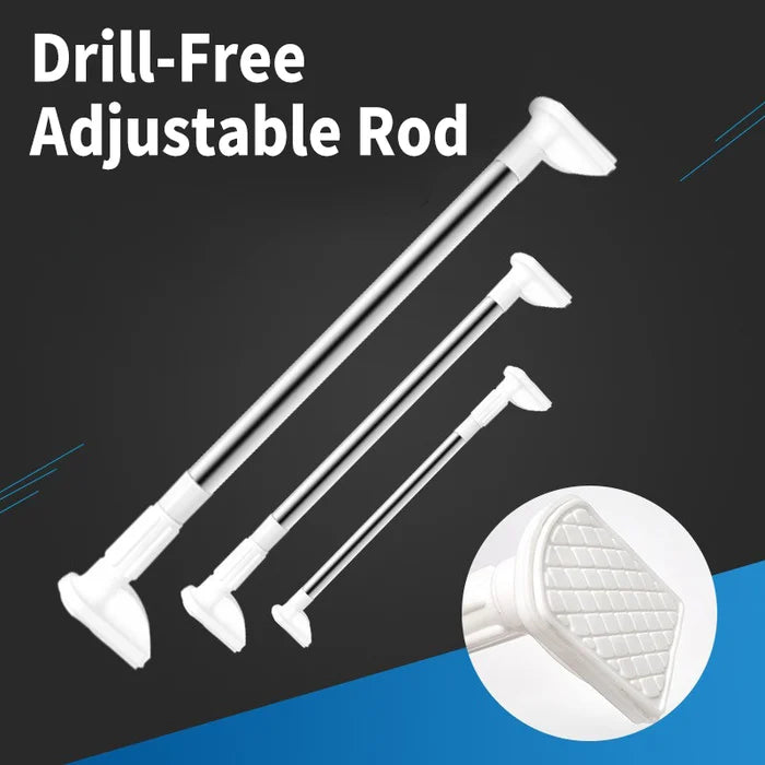 Tension Rod Adjustable Stainless Steel No-Drill Design