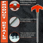 Tent Stakes 8-Inch Screw-In Rust-Resistant Carbon Steel