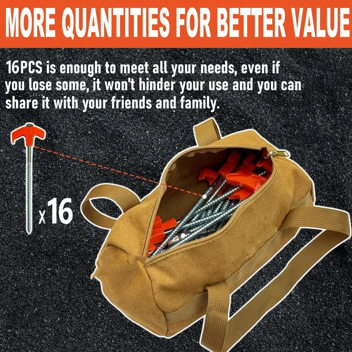 Tent Stakes Screw-In Carbon Steel Orange Top