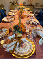 Thanksgiving Paper Plates Heavy-Duty Turkey & Gourd Design with Gold Accents