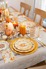 Thanksgiving Paper Plates Heavy-Duty Turkey & Gourd Design with Gold Accents