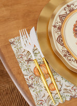 Thanksgiving Paper Plates Heavy-Duty Turkey & Gourd Design with Gold Accents