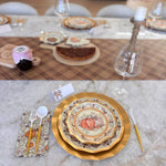 Thanksgiving Paper Plates Heavy-Duty Turkey & Gourd Design with Gold Accents