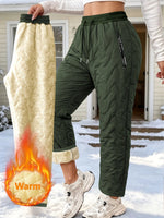 Thermal Pants Fleece-Lined Water-Repellent Zipper Pockets