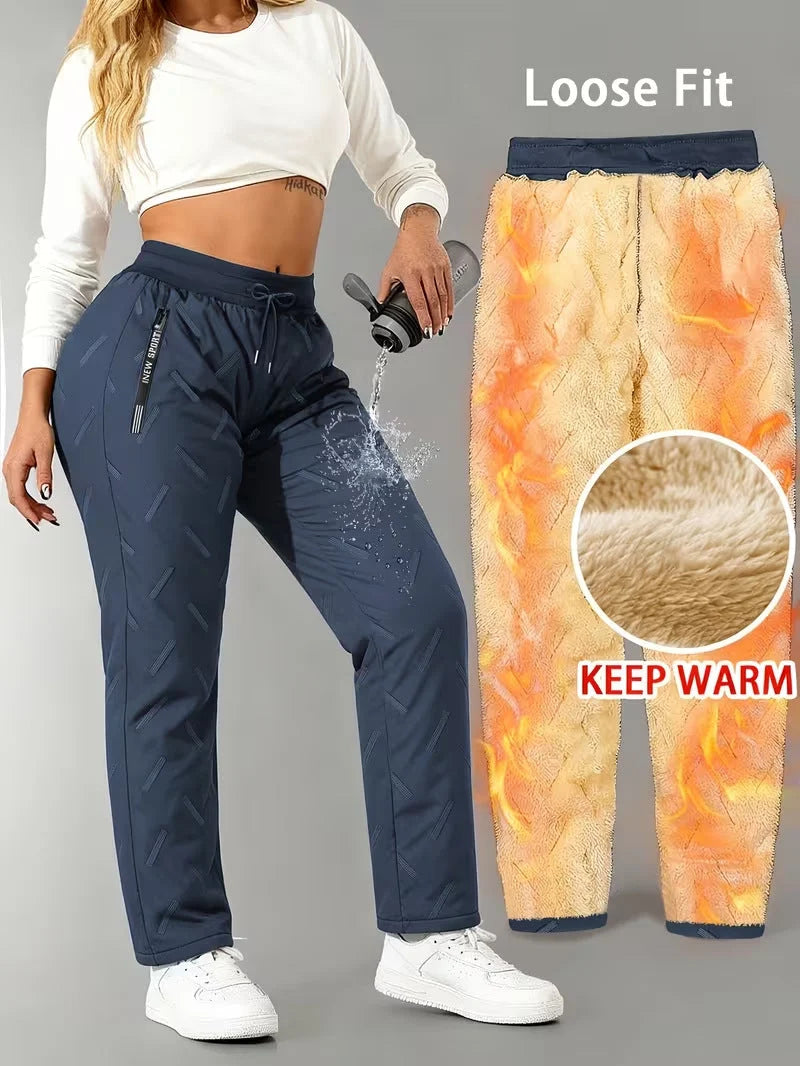 Thermal Pants Fleece-Lined Water-Repellent Zipper Pockets