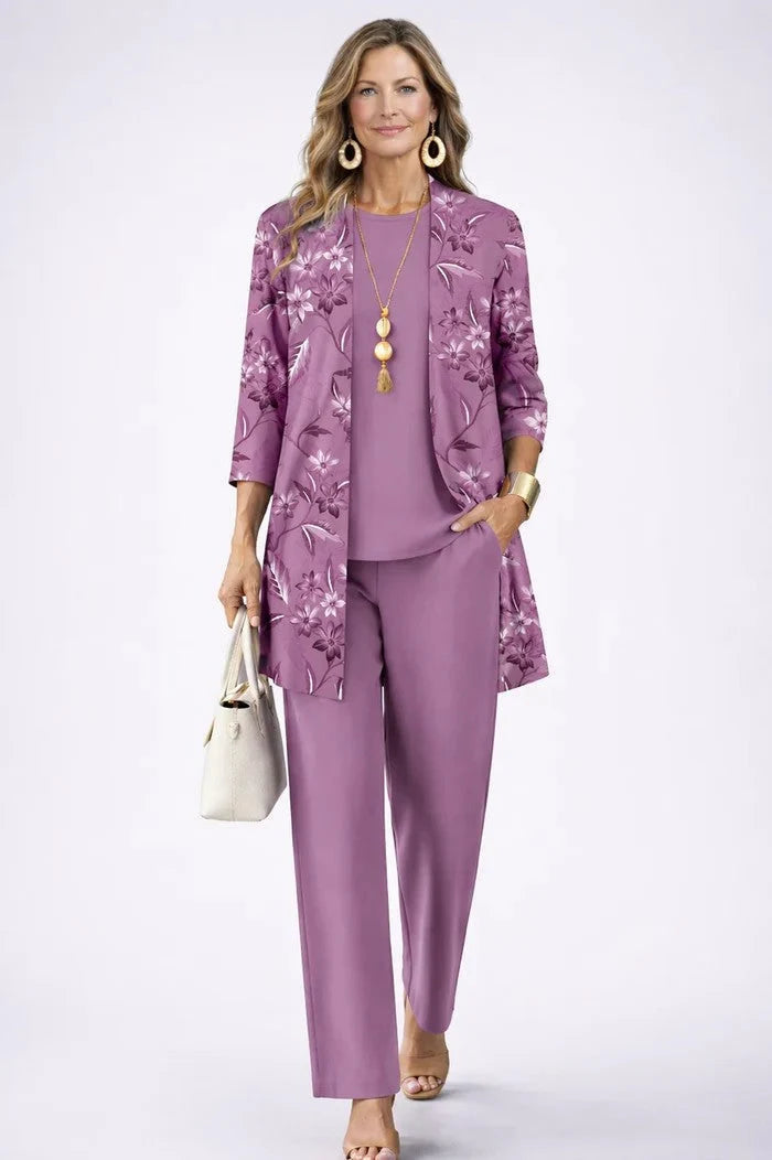 Three-Piece Outfit Set Printed Flowing Fabric