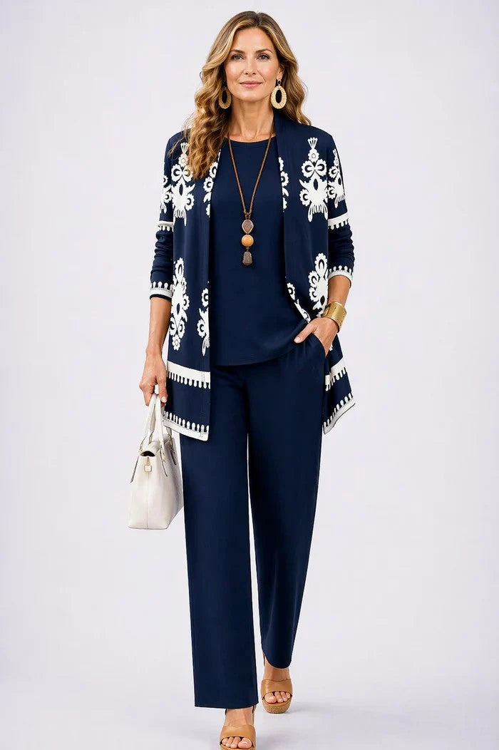 Three-Piece Outfit Set Printed Flowing Fabric