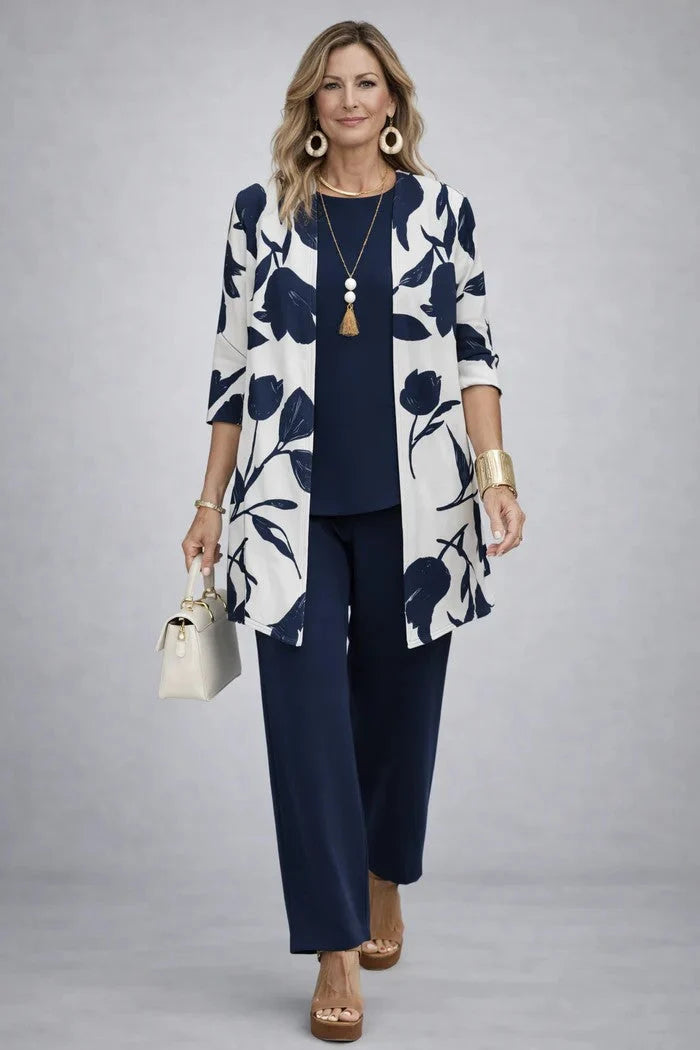 Three-Piece Outfit Set Printed Flowing Fabric