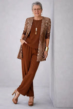 Three-Piece Outfit Set Printed Flowing Fabric