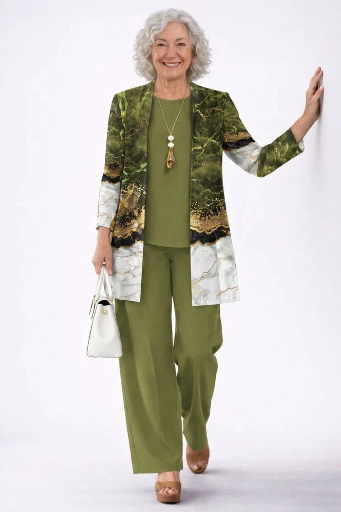 Three-Piece Outfit Set Printed Flowing Fabric
