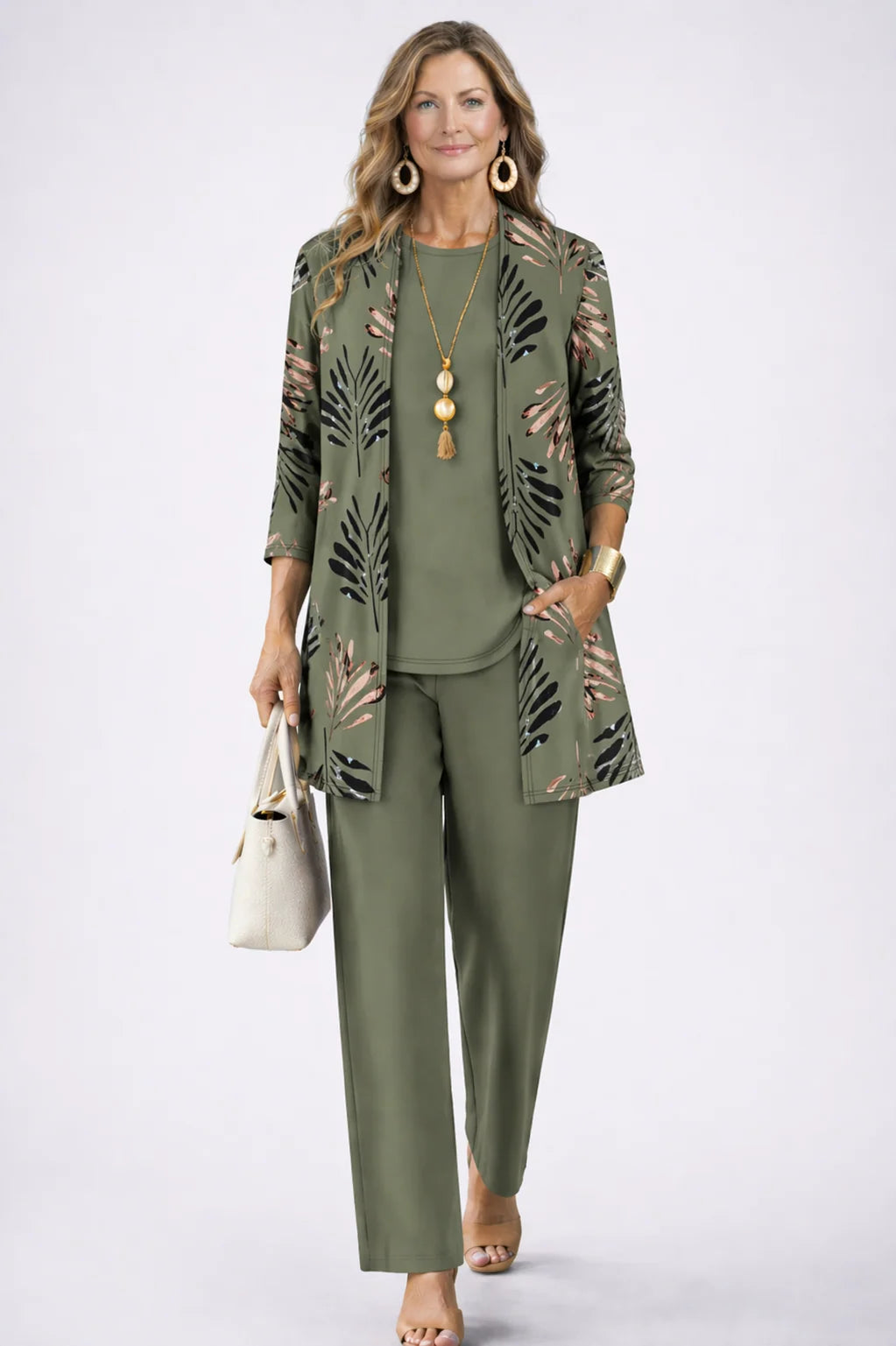 Three-Piece Outfit Set Printed Flowing Fabric