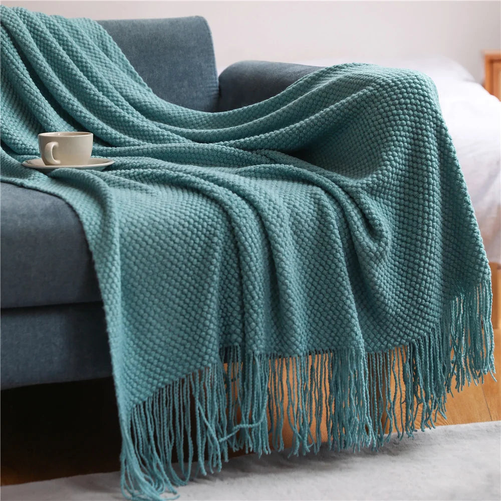 Throw Blanket Chunky Knit Machine Washable