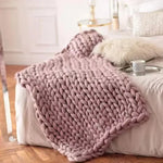 Throw Blanket Chunky Wool Plush & Warm