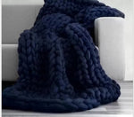 Throw Blanket Chunky Wool Plush & Warm
